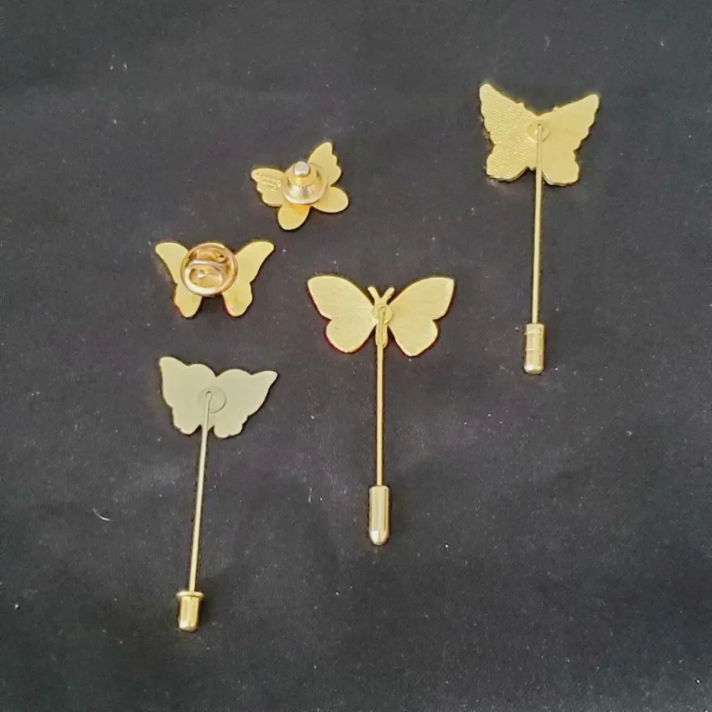 Vintage Lot of 5 Butterfly Pin Brooch Women's Colorful Collectible Insect Love